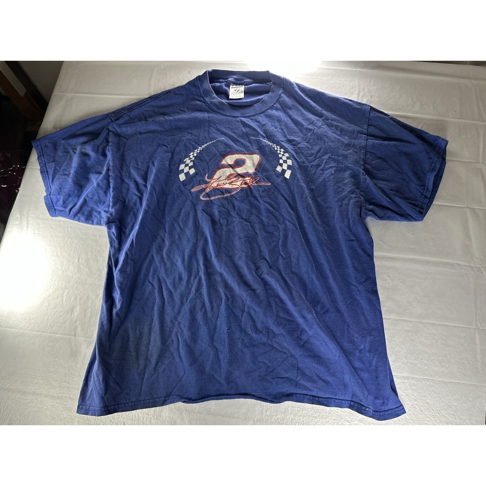 VTG Rusty Wallace Miller Lite‎ NASCAR Shirt Mens 2XL Blue Racing Graphic Jerzees